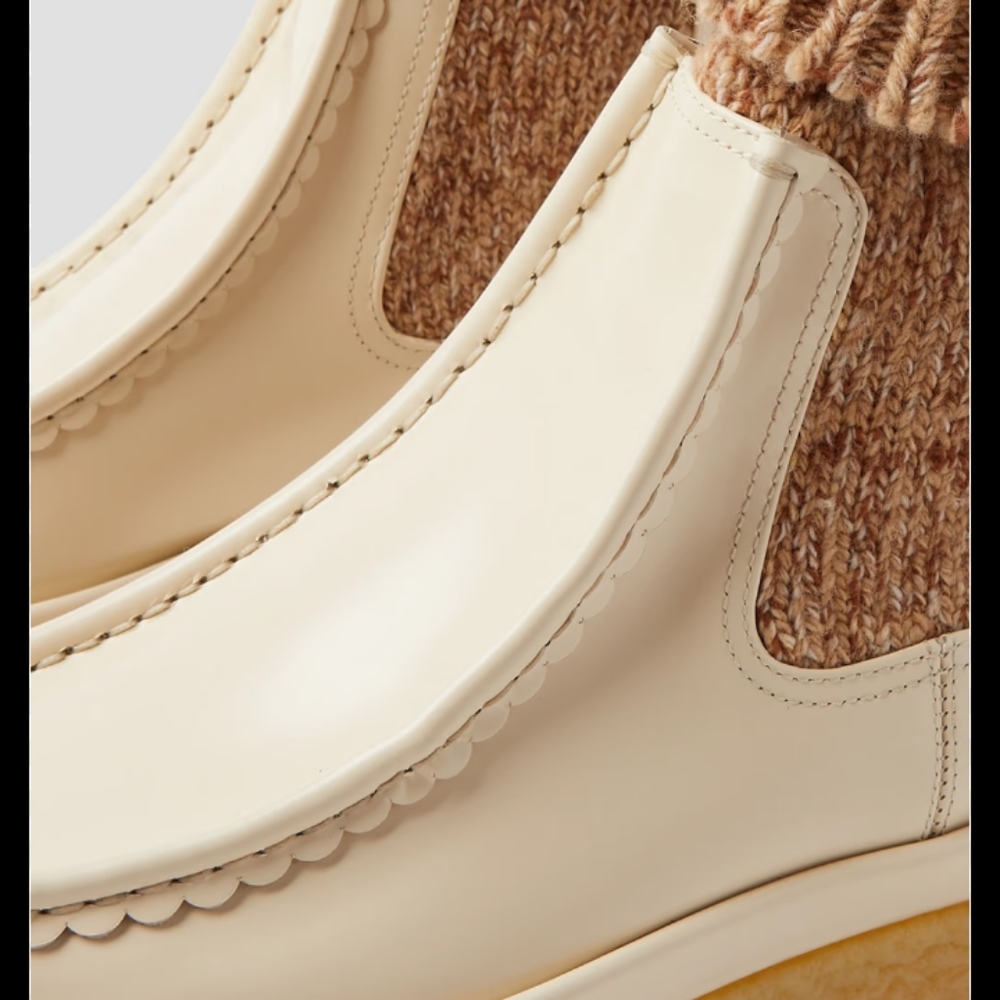 NWT! Chloe Jamie Cream and Tan Women's Ankle Boots European (W) 5 USA (W) 5 - Picture 4 of 16
